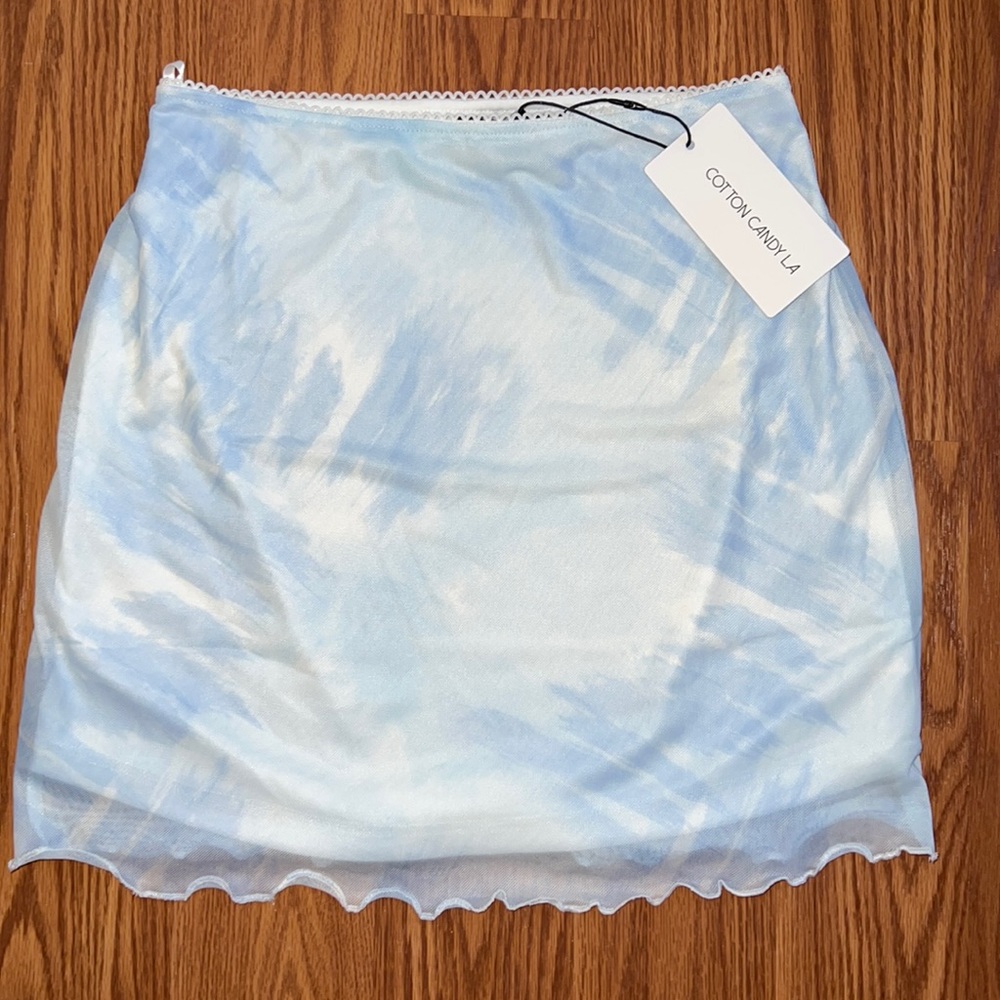 Blue and White Mini Skirt